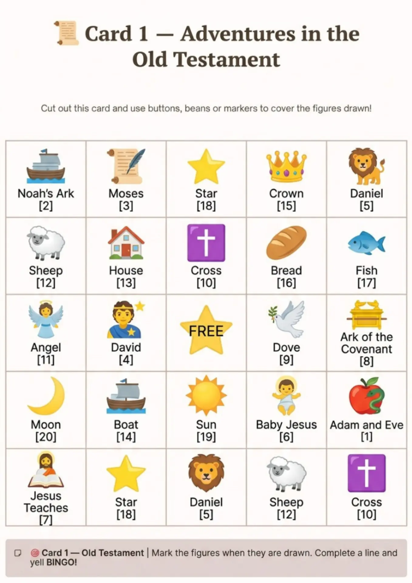 Printable gratitude bingo card for kids